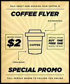 Clean Retro Coffee or Fast Food Promotion Flyer or Poster Template