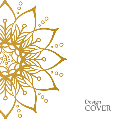 Clean White Cover With Gold Beautiful Flower Golden Vector Mandala