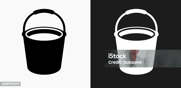 istock Cleaning Bucket Icon on Black and White Vector Backgrounds 835976374