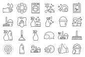 istock Cleaning line icons. Laundry, Sponge and Vacuum. Vector 1188680469