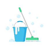istock Cleaning Service Icon. Cleaning Concept, Cleaning Equipment and Tools Flat Design. 1219180180