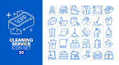 Cleaning Service Line Icons Set