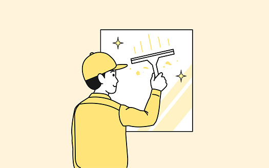 Cleaning staff man illustration