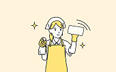 istock Cleaning staff woman illustration 1332245764