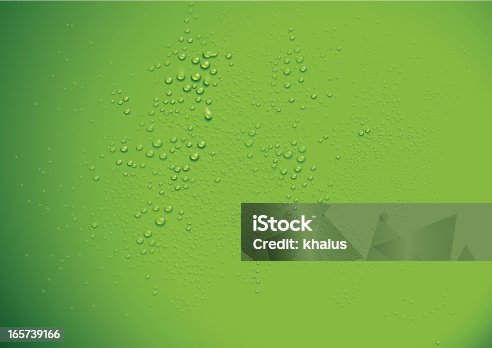 istock Clear water drops over a green background 165739166