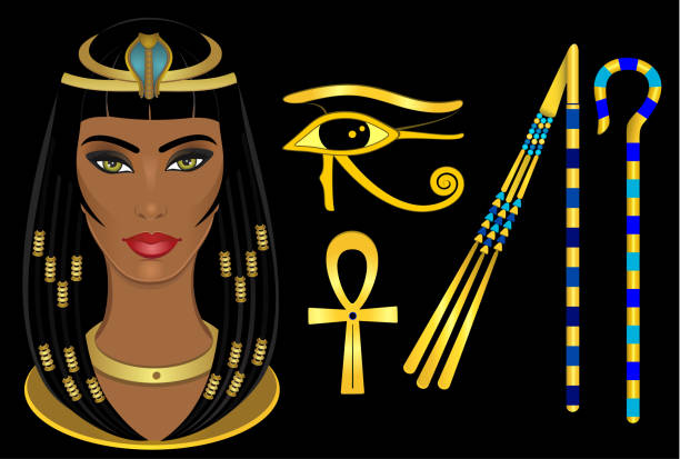 stockillustraties, clipart, cartoons en iconen met cleopatra egypte koningin - cleopatra
