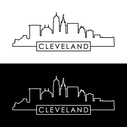 Cleveland Skyline Black Linear Style Editable Vector File