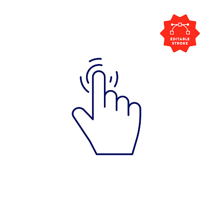 Clicker, Touch Screen Single Line Icon with Editable Stroke