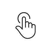 istock Clicker, Pointer Hand Line Icon. Editable Stroke. Pixel Perfect. For Mobile and Web. 1136358851