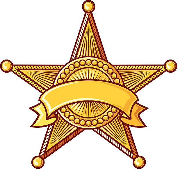 Clip art of sheriff star badge with ribbon around it  Sheriff star,sheriff's shield,sheriff badge police badge stock illustrations