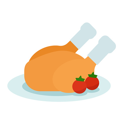 Clip art of simple and cute roast chicken