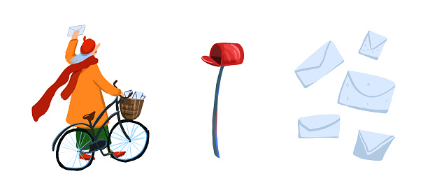 Clipart on the subject of mail postman, letters and a letter box