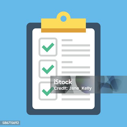 istock Clipboard and check marks. Flat style design vector illustration 586715692