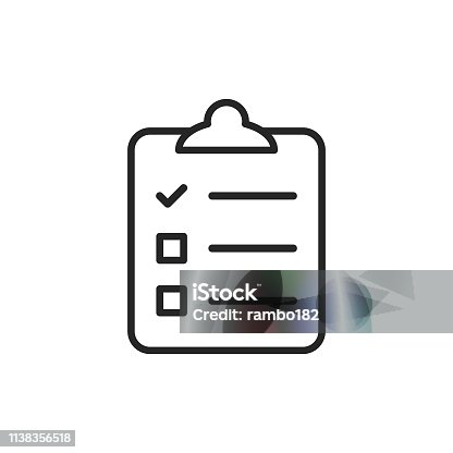istock Clipboard witch Checklist, Wishlist Line Icon. Editable Stroke. Pixel Perfect. For Mobile and Web. 1138356518