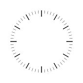 Clock face. Blank hour dial. Dashes mark minutes and hours. Simple flat vector illustration.