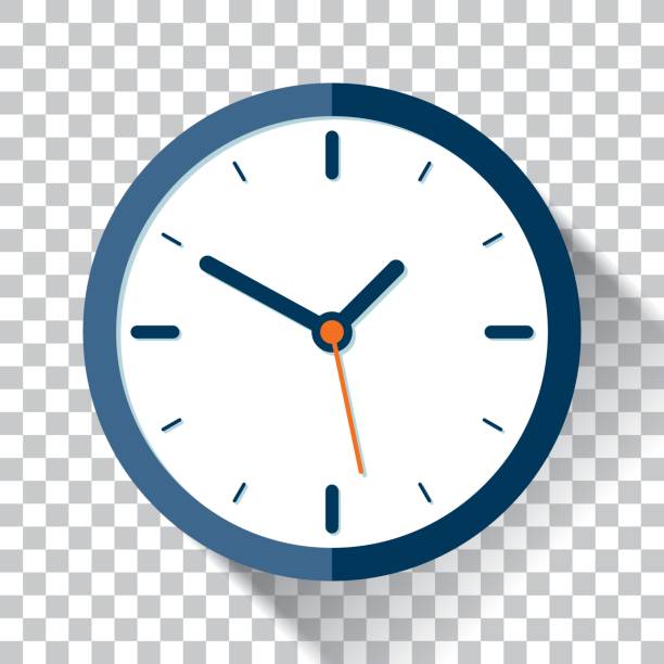 Clock icon in flat style, timer on a transparent background. Vector design element Clock icon in flat style, timer on a transparent background. Vector design element image technique stock illustrations