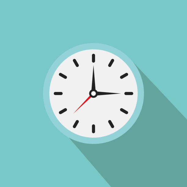 Clock icon. Vector clock illustration with shadow Clock icon. Vector clock illustration with shadow. Clock with Arrows showing the time. clock stock illustrations