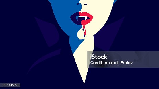 istock Close up of a vampire woman 1313335596