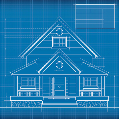 Close up of digitally engineered house blueprint
