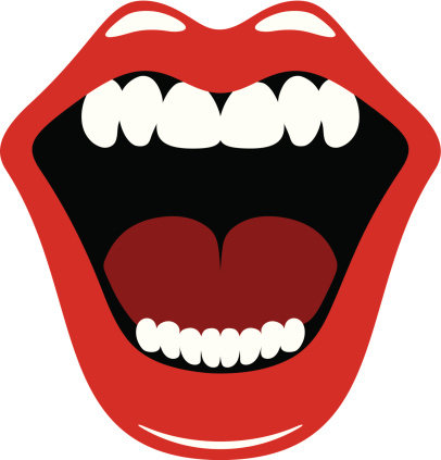 Close up of Rolling Stones mouth logo