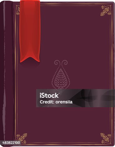 istock Closed old book with a red bookmark 483822100