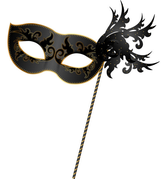 illustrazioni stock, clip art, cartoni animati e icone di tendenza di maschera nero e oro - carnevale venezia