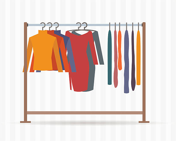 одежда стойки - clothes hangers rack stock illustrations.