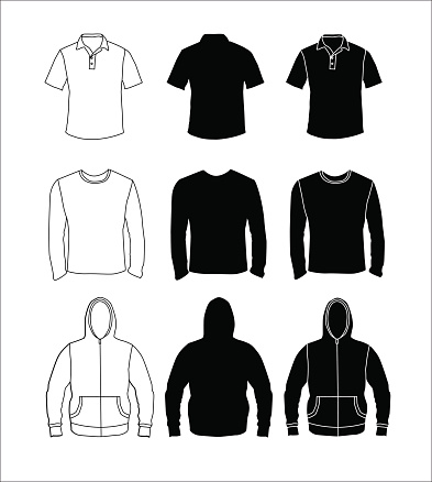 Clothes Template Silhouette Set Stock Illustration - Download Image Now ...
