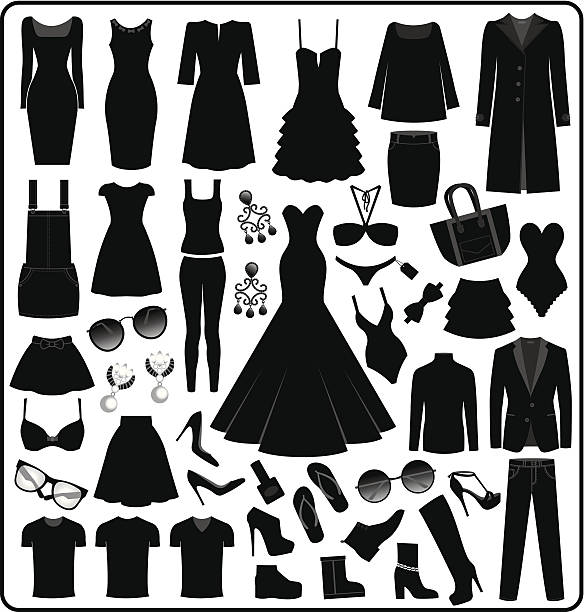 stockillustraties, clipart, cartoons en iconen met clothing- fashion silhouette - jurk
