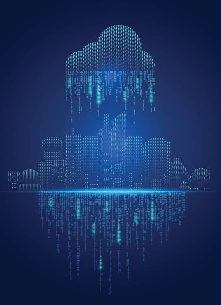 bulut şehri - data center stock illustrations