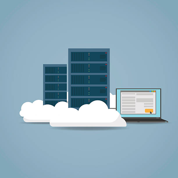 cloud computer concept - ağ sunucusu stock illustrations