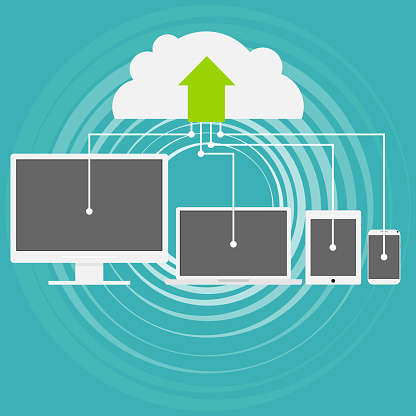 cloud storage vector computing technique modern illustration