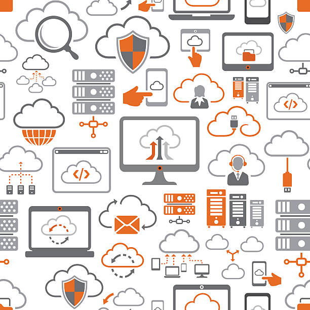 Cloud Computing Pattern Repeatable pattern. High Resolution JPG,CS6 AI and Illustrator EPS 10 included. Very easy to edit. laptop designs stock illustrations