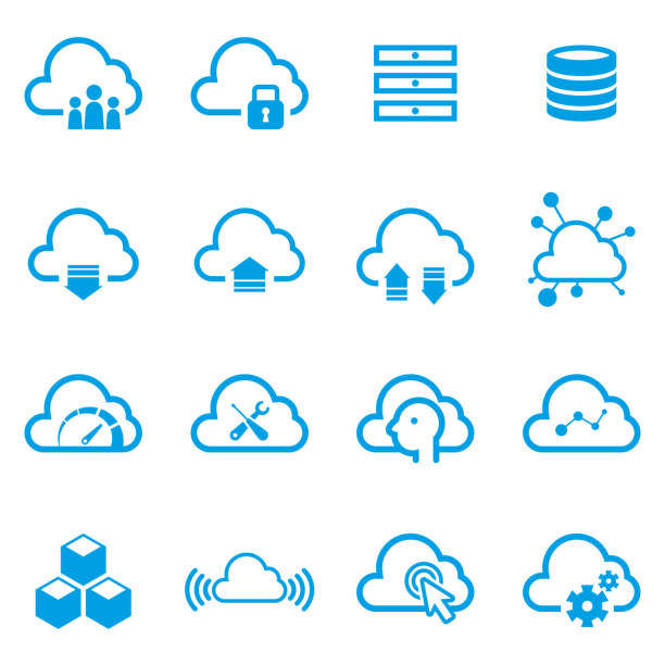 Cloud Computing Platform Icon Set. vector art illustration