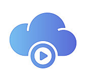 Cloud podcast design with gradient painted by path of the icon. Papercut style graphic can also be used as simple vector template for silhouette illustrations.