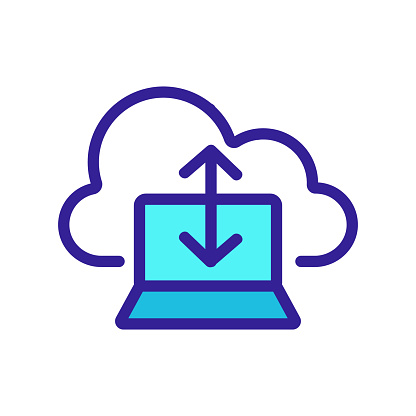 cloud storage icon vector. A thin line sign. Isolated contour symbol illustration