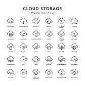 Cloud Storage - Regular Line Icons - Vector EPS 10 File, Pixel Perfect 30 Icons.