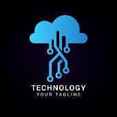 istock Cloud technology network data circuit logo design 1368015675