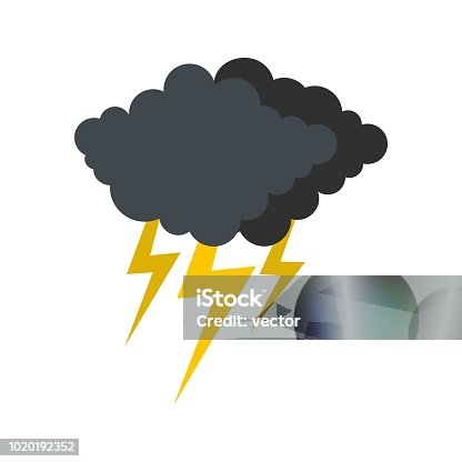 istock Cloud thunder flash icon, flat style 1020192352