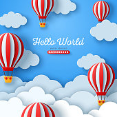 istock Clouds and hot air balloons 1220573181