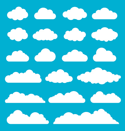 Vector illustration of the clouds set on blue background