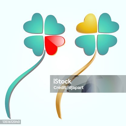 istock Clover leaf isolated on white background 1351612040