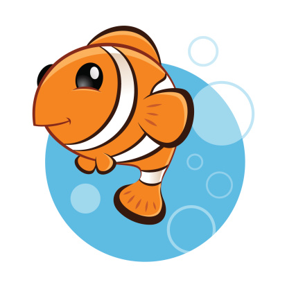Clown Fish Swiming with Bubbles