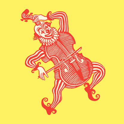 Clown Wearing a Cello Costume