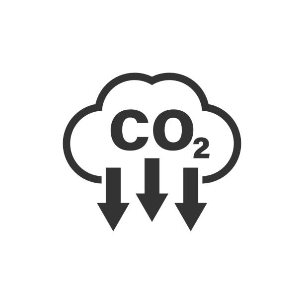 Co2 icon in flat style. Emission vector illustration on white isolated background. Gas reduction business concept. Co2 icon in flat style. Emission vector illustration on white isolated background. Gas reduction business concept. ease stock illustrations