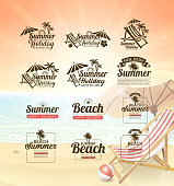 drawing of vector beach label set. Created by illustrator cs6. This file of transparent.