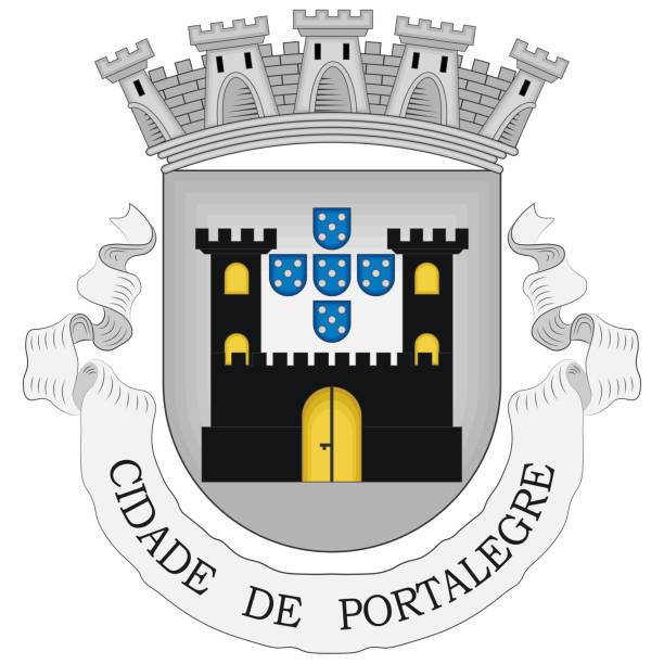 ilustrações de stock, clip art, desenhos animados e ícones de coat of arms of portalegre district in portugal - alentejo