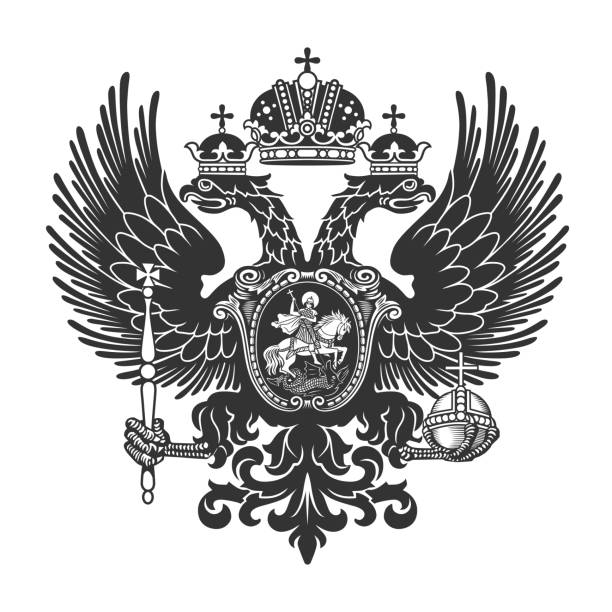 ilustrações, clipart, desenhos animados e ícones de brasão de armas do império russo. ilustração do vetor. século xix. - cultura russa