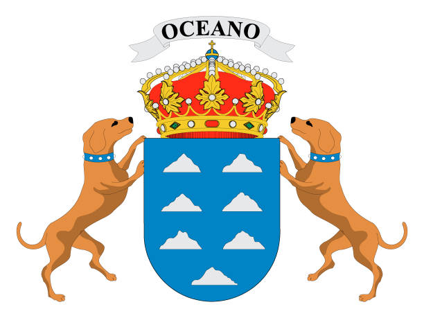ilustrações de stock, clip art, desenhos animados e ícones de coat of arms of the spanish autonomous community of canary islands - cargo canarias