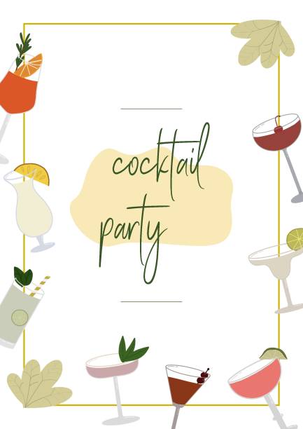 Cocktail party invitation. Vector illustration. Cocktail party invitation. Vector illustration. champagne borders stock illustrations